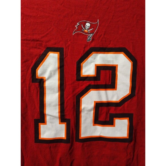 Tampa Bay Buccaneers Shirt Men's Large Red #12 Tom Brady NFL Team Apparel Adult - Picture 6 of 13
